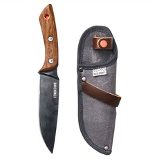 BAREBONES HMS-2118 園藝多功能刀 NO.6 Field Knife 高碳鋼 核桃木 900D聚酯纖維護套 皮革, 1支