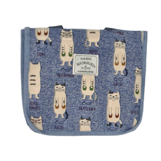 kUSUgURU JAPAN 日本眼鏡貓 午餐袋 保溫保冷 內層保溫鋁箔 NEKOMARUKE貓丸系列, 1個, 藍色