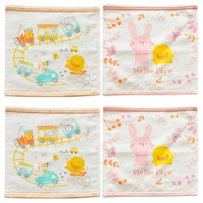 PiYOPiYO 黃色小鴨 雙層紗布印圖方巾 100%棉 款式隨機, 25 x 25cm, 粉色 + 黃色, 2組