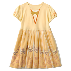 兒童純棉變裝公主裙, 130, 黃身黃裙