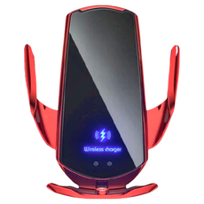 Q3 無線充電手機架，適用於車用，出風口夾，磁吸接頭, 紅色