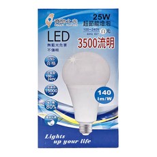BEAMY TAIWAN 寶島之光 LED超節能燈泡 25W 白光 3500流明, 1盒