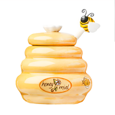 Joie Msc 小蜜蜂匙 + 蜂蜜罐 攪拌棒 挖勺, 可愛造型陶瓷蜂蜜罐套裝, 1組, EXHAD3