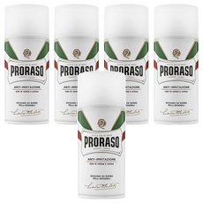 PRORASO 敏感肌刮鬍泡 白標 植萃綠茶, 含燕麥, 舒緩刮鬍敏感, 300ml, 5瓶