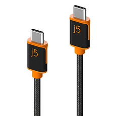 j5create 凱捷國際 USB-C-C快速充電傳輸編織線 JUCX24, 黑色, 1條, 180cm