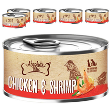 Absolute Bites AB饗食無穀低敏罐, 雞肉 + 蝦, 80g, 6罐