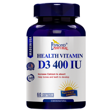 ESMOND NATURAL 愛司盟 維生素D3 400 IU軟膠囊, 60顆/瓶, 幫助鈣質吸收, 幫助骨骼與牙齒的生長發育, 56g, 5罐