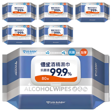 US baby 優生酒精濕巾 有效抗菌達99.9% 適用於餐具、奶嘴、玩具及居家用品, 80張, 6包
