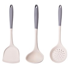 耐高溫廚具3件組, 鍋鏟 + 湯勺 + 漏勺, 1組, 混和顏色