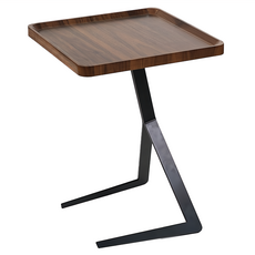 FAmILyLIFE 生活 Carmel 方形ㄈ型茶几/邊几, 胡桃木, 1個