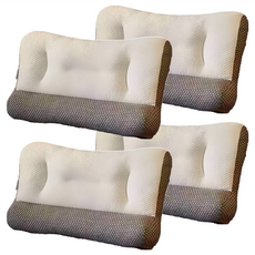 日式反牽引護頸枕 記憶枕頭 人體工學設計 70 x 40 x 13cm 4個 白色 灰色, 白色, 灰色