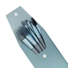 Zznez 迷你化妝刷八件組, 含化妝包, 高耐用性細密刷子, 深藍色, 1組