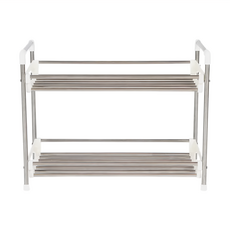 雙手萬能 不鏽鋼多用途二層廚衛收納架 - 防水防霉 瀝水設計, 48.5 x 37 x 26cm, 銀色 + 白色, 1個