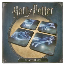 Harry Potter 哈利波特 護法咒 Patronus 杯墊 4入 軟木, 疾疾 護法現身 黑色 + 亮藍色, 1組