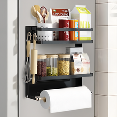 HIKARI 日光生活 磁吸式折疊置物架 碳鋼烤漆、磁鐵、樺木, 中(30.5 x 11 x 31cm), H917, 1個