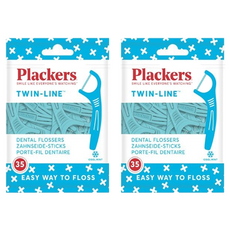plackers 派樂絲 雙線倍潔亮白牙線棒 清涼薄荷口味, 7.8cm, 35支, 2包