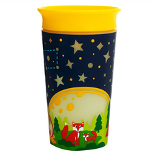 munchkin 滿趣健 360度繽紛夜光防漏杯 266ml, 黃色, 1個