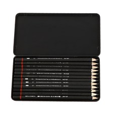 USLON 素描筆 12支入 鐵盒裝，8B-2H多種硬度可選, 1組