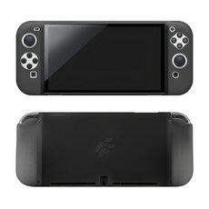 FlashFire Switch OLED 主機矽膠保護套(背面開窗) 黑色, 舒適握感，有效散熱, 1入