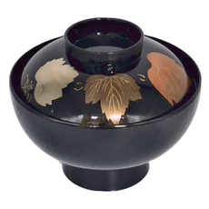 佐和陶瓷 黑呂三葉吸物碗 350mL 日本製造, 1個