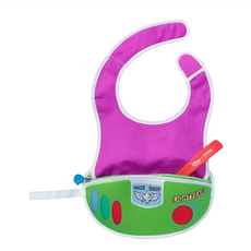 b.box 迪士尼巴斯旅行圍兜袋 含矽膠軟湯匙 魔鬼氈設計 方便調整大小, 巴斯 紫色 + 綠色, 1組, 1組