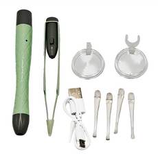 USB充電掏耳勺鑷子 雙光源切換 配放大鏡, 2件, 1組