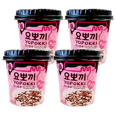 YOPOKKI 炒年糕杯 巧克力味, 以大米為原料, 簡易杯裝, 微波爐加熱後即可食用, 常溫保存, 120g, 4個