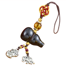 財神小舖 黑曜石吊飾, 福氣葫蘆 黑色, 1個