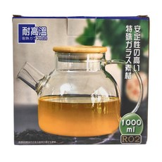 日安工坊 竹蓋胖壺 耐熱玻璃, R02, 1L, 1個