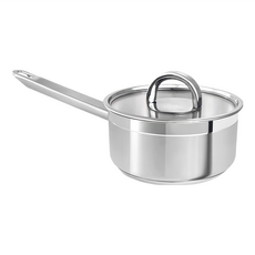 SILAMPOS 海洋單把鍋 附蓋 - 鍋身直徑約20cm，18-10不鏽鋼 (#316不鏽鋼)，適用於瓦斯爐/鹵素爐/電磁爐/電爐/紅外線爐, 20cm, 銀色, 1個