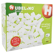HUBELiNO 基礎積木, 德國製造 原裝進口, 100%與它牌積木兼容, 60個, 白色, 1盒