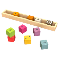 BeginAgain 木頭玩具 數字學習Set, 手工裁割, 無毒顏料, 拼圖數字骰子點數遊戲, 數字學習, 1組