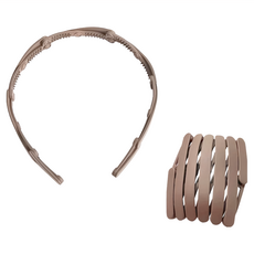 折疊髮箍 Set 10個 塑料, 展開14.5 x 13.1cm 折疊7 x 6.8cm, 拿鐵咖