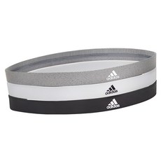 adidas 愛迪達 止滑運動髮帶組, 沉穩黑 + 簡潔白 + 內斂灰, 1組