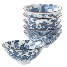 JUST HOME 景德如意青花瓷茶杯6入組，8.5x4cm, 1組, 混色