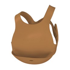 MiNiKOiOi X型立體矽膠圍兜, 焦糖棕, 1個, 1個