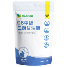TRUE ONE 食在加分 C8中鏈三酸甘油酯 100%椰子油, 15包, 10ml, 1袋