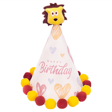 六分埔禮品 造型毛球生日帽, 獅子 淺粉色, 1個