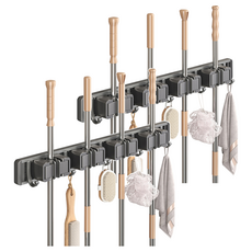 妃妃嚴選 不銹鋼拖把架 7 x 14cm, 雙夾黑色, 2個