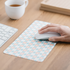 in Blooom 印花樂 三合一滑鼠墊拭鏡布, 超細纖維布, 尺寸W28.5 x L15 cm, 老磁磚 橘橙繡球, 1個