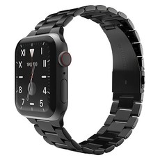 Sinjimoru 三連設計 不鏽鋼 金屬 智慧手錶錶帶, 09. Reflect Black+錶殼(透明), 1個