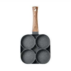 鼎匠 新錸家居 高CP雞蛋漢堡鍋4孔圓型早餐煎鍋 麥飯石不沾平底鍋, 33cm, 1個