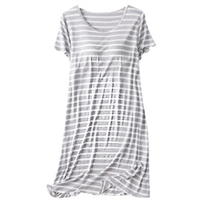 NEW FORCE 莫代爾條紋居家裙 附胸墊 舒適面料 時尚居家服