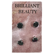 Brilliant Beauty 耀眼美人 50分閃耀雙鋯石鑽長杆鈦閃耀不銹鋼耳環