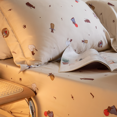 棉床本舖 喵努比斯 單人床包組, 100%天絲 60支/300織, 床包186 x 105 x 35cm + 枕套45 x 75cm, 插畫家聯名款 Sophia Ji