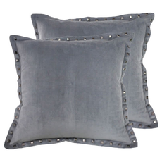 J&N 雅品鉚釘抱枕 45 x 45cm - 時尚居家裝飾 舒適棉質填充 簡約百搭, 灰