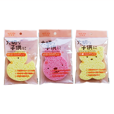 waido 和愛堂 寶寶洗澡纖維海綿, 小鴨小兔小熊, 1個