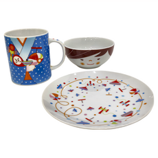 Royal Duke 日本JEWEL Japan 趣味餐具3件組 骨瓷材質, Taro太郎, 馬克杯 + 點心碗 + 餐盤, 1組