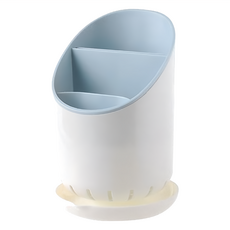 筷子瀝水架，可拆卸式餐具瀝水筒，大容量設計，廚房家居收納, 北歐藍, 1個, 4層