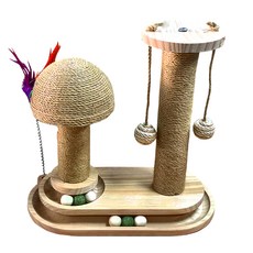 毛皇上 劍麻貓抓柱套裝, 蘑菇轉盤/小花轉盤 (50CM/40CM), 貓咪狗狗通用, 短版, 蘑菇橢圓轉盤, 1組